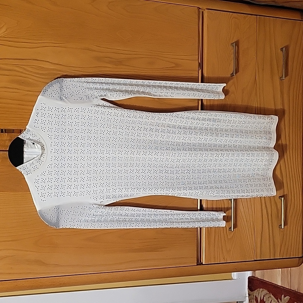 Creamy white small sequin covered dress. Size Medium